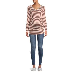 Lightweight Maternity Long Sleeve T-Shirt, cinnamon striped